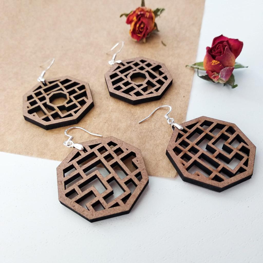 Large Geometric Reclaimed Wood Earrings | Handmade Wood Jewelry – Melinda  Wolff